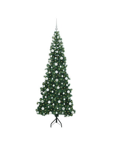 Albero di Natale Artificiale Angolare con 300 LED Verde 210 cm