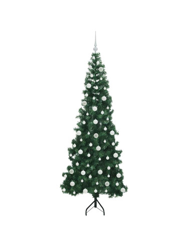 Albero di Natale Artificiale Angolare con 300 LED Verde 210 cm