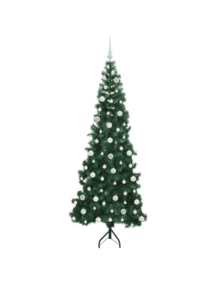 Albero di Natale Artificiale Angolare con 300 LED Verde 210 cm