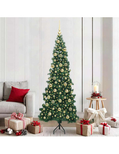 Albero di Natale Artificiale Angolare con 300 LED Verde 210 cm