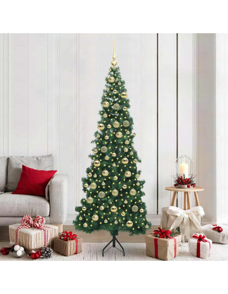 Albero di Natale Artificiale Angolare con 300 LED Verde 210 cm