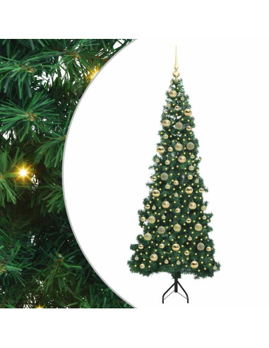 Albero di Natale Artificiale Angolare con 300 LED Verde 210 cm