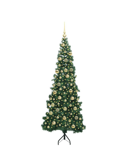 Albero di Natale Artificiale Angolare con 300 LED Verde 210 cm