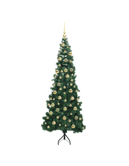 Albero di Natale Artificiale Angolare con 300 LED Verde 210 cm