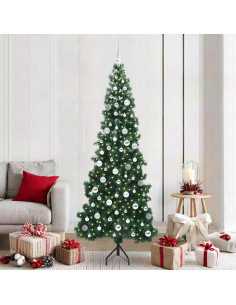 Albero di Natale Artificiale Angolare con 300 LED Verde 210 cm 2