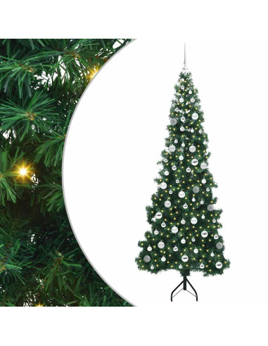 Albero di Natale Artificiale Angolare con 300 LED Verde 210 cm
