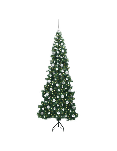 Albero di Natale Artificiale Angolare con 300 LED Verde 210 cm