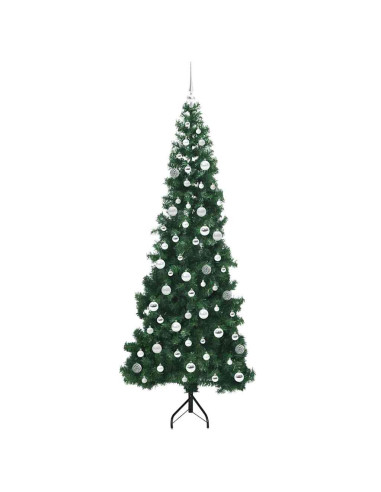 Albero di Natale Artificiale Angolare con 300 LED Verde 210 cm