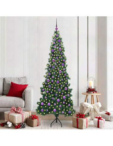 Albero di Natale Artificiale Angolare con 300 LED Verde 210 cm