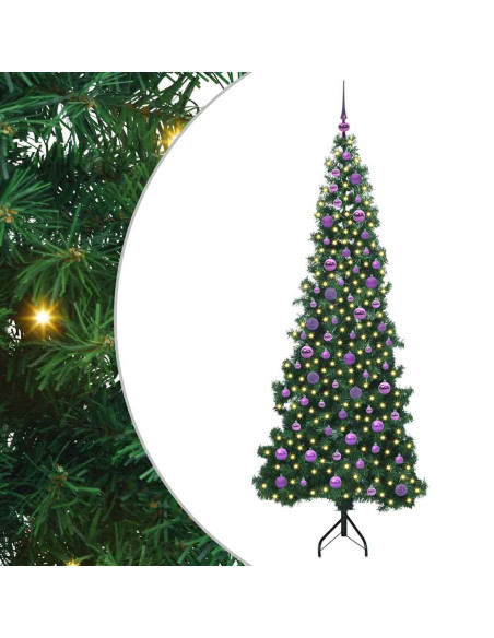 Albero di Natale Artificiale Angolare con 300 LED Verde 210 cm