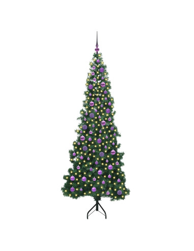 Albero di Natale Artificiale Angolare con 300 LED Verde 210 cm