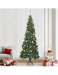 Albero di Natale Artificiale Angolare con 300 LED Verde 240 cm 2