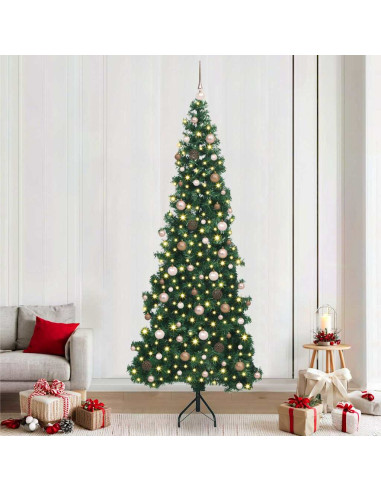 Albero di Natale Artificiale Angolare con 300 LED Verde 240 cm