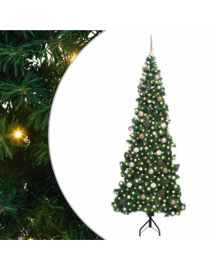 Albero di Natale Artificiale Angolare con 300 LED Verde 240 cm 2