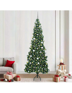 Albero di Natale Artificiale Angolare con 300 LED Verde 240 cm 2