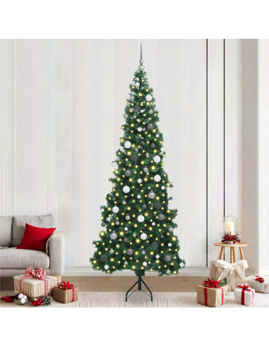 Albero di Natale Artificiale Angolare con 300 LED Verde 240 cm