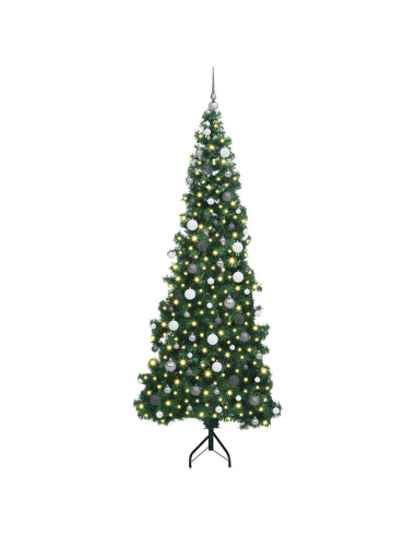 Albero di Natale Artificiale Angolare con 300 LED Verde 240 cm