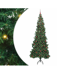 Albero di Natale Artificiale Angolare con 300 LED Verde 240 cm 2