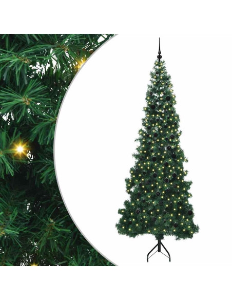 Albero di Natale Artificiale Angolare con 300 LED Verde 240 cm