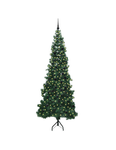 Albero di Natale Artificiale Angolare con 300 LED Verde 240 cm