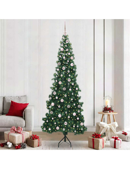 Albero di Natale Artificiale Angolare con 300 LED Verde 240 cm