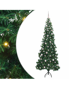 Albero di Natale Artificiale Angolare con 300 LED Verde 240 cm 2