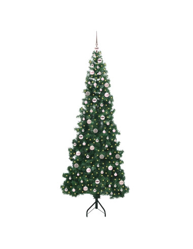 Albero di Natale Artificiale Angolare con 300 LED Verde 240 cm