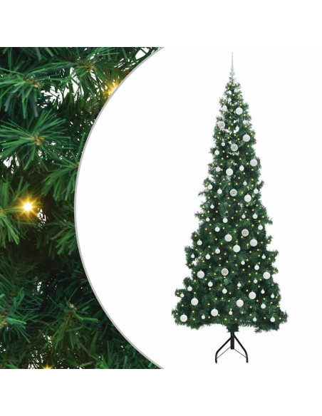 Albero di Natale Artificiale Angolare con 300 LED Verde 240 cm