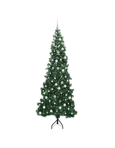 Albero di Natale Artificiale Angolare con 300 LED Verde 240 cm
