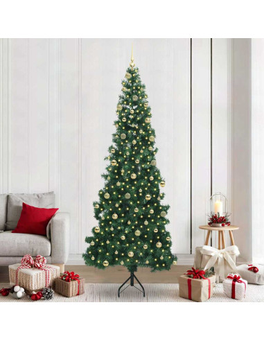 Albero di Natale Artificiale Angolare con 300 LED Verde 240 cm