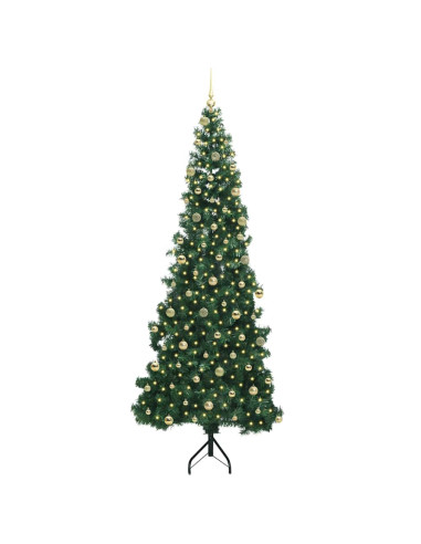 Albero di Natale Artificiale Angolare con 300 LED Verde 240 cm