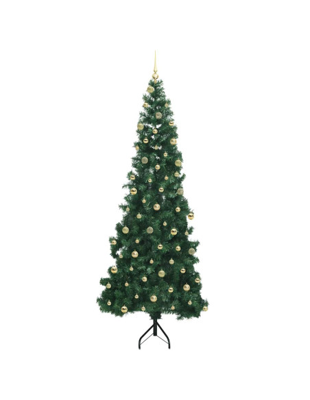 Albero di Natale Artificiale Angolare con 300 LED Verde 240 cm