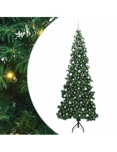 Albero di Natale Artificiale Angolare con 300 LED Verde 240 cm