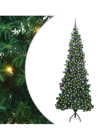 Albero di Natale Artificiale Angolare con 300 LED Verde 240 cm