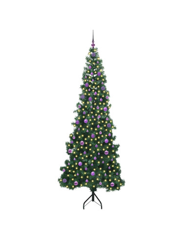 Albero di Natale Artificiale Angolare con 300 LED Verde 240 cm