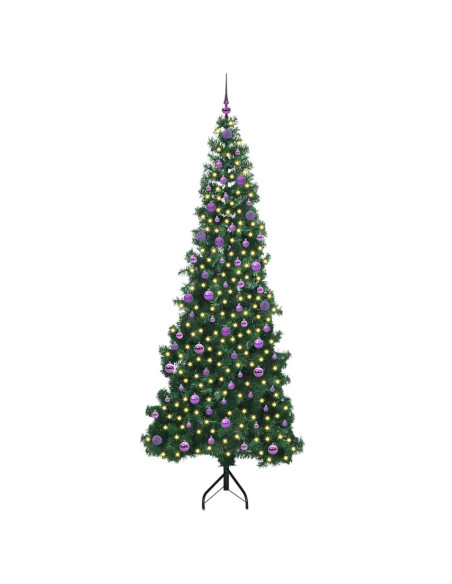 Albero di Natale Artificiale Angolare con 300 LED Verde 240 cm