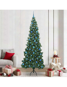 Albero di Natale Artificiale Angolare con 300 LED Verde 240 cm 2