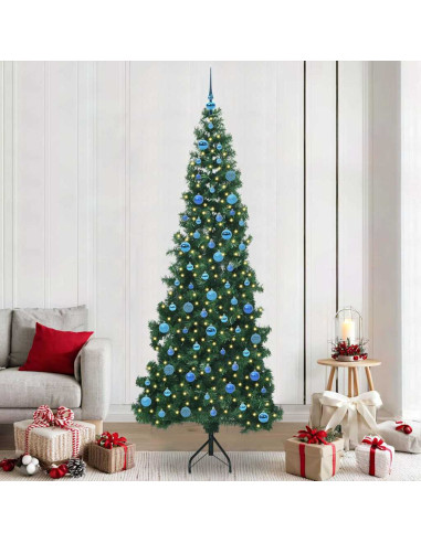 Albero di Natale Artificiale Angolare con 300 LED Verde 240 cm