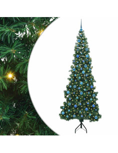 Albero di Natale Artificiale Angolare con 300 LED Verde 240 cm 2