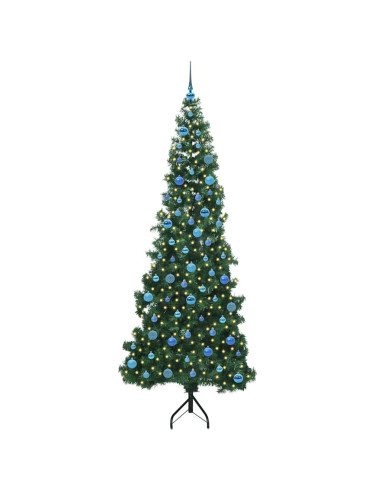 Albero di Natale Artificiale Angolare con 300 LED Verde 240 cm