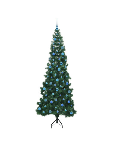 Albero di Natale Artificiale Angolare con 300 LED Verde 240 cm
