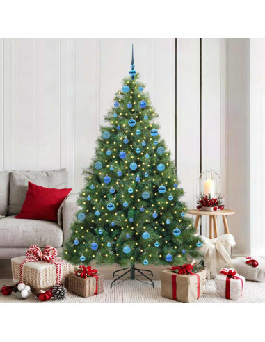 Albero di Natale artificiale con 300 LED Verde 180 cm PE e PVC