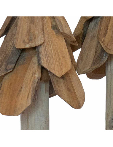 Albero di Natale 3 pcs Marrone Legno massello di teak