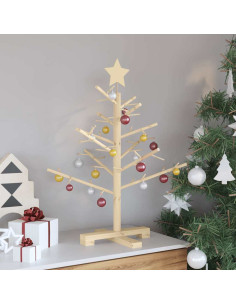 Albero di Natale in legno con supporto Naturale 75 cm 2