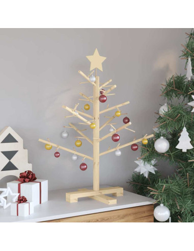Albero di Natale in legno Naturale 75 cm Legno di pino massello