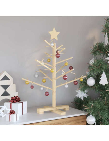Albero di Natale in legno Naturale 75 cm Legno di pino massello
