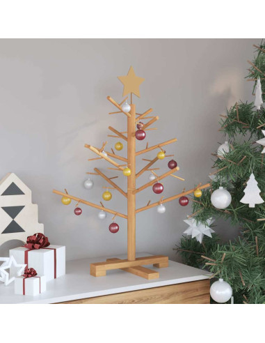 Albero di Natale in legno Marrone 75 cm Legno massiccio di pino
