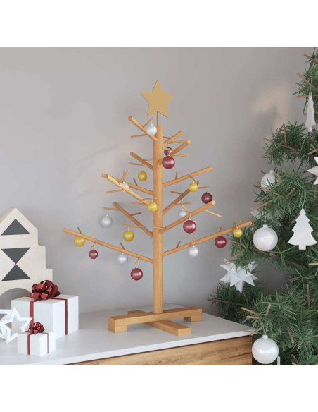 Albero di Natale in legno Marrone 75 cm Legno massiccio di pino