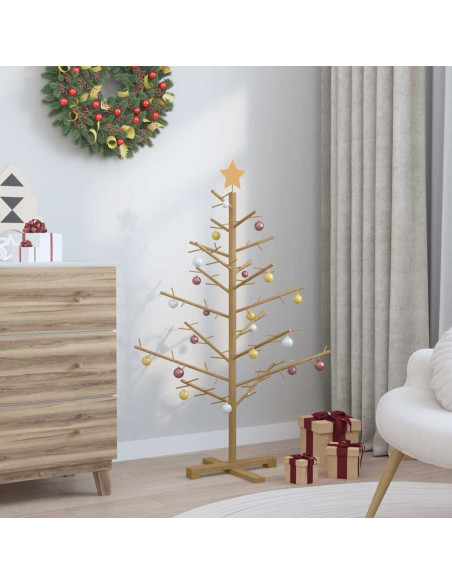 Albero di Natale in legno Marrone 125 cm Legno di pino massello