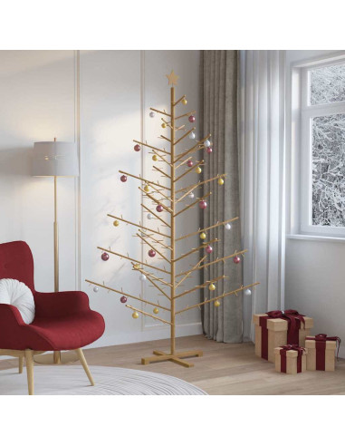 Albero di Natale in legno con supporto Marrone 210 cm
